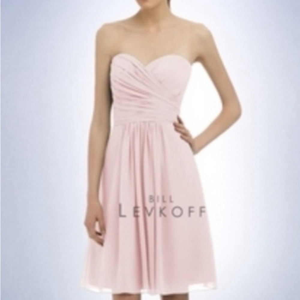 Bill Levkoff Blush Pink Strapless Ruched Sweetheart Neckline Cocktail dress Sz 5